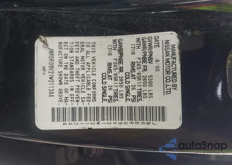 2001 Infiniti Qx4 Luxury z USA, uszkodzony, nr VIN JNRDR09Y21W211344